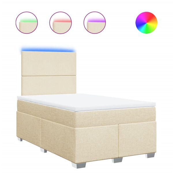 vidaXL Cama box spring con colchón tela color crema 120x200 cm