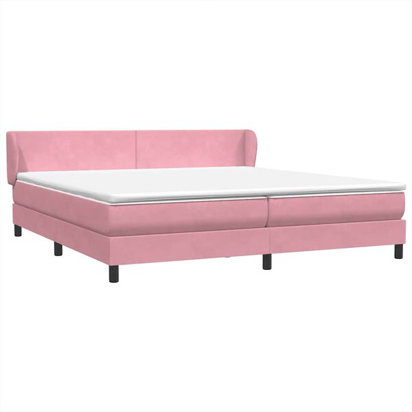 vidaXL Cama box spring con colchones terciopelo rosa 180x220 cm