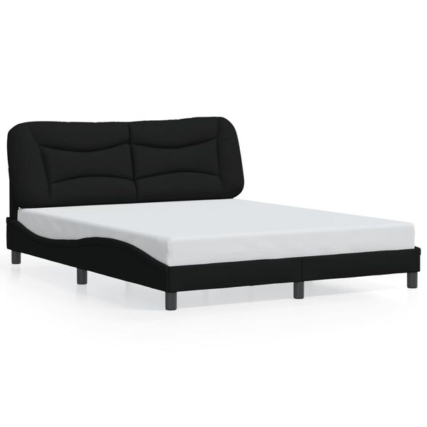 vidaXL Estructura de cama sin colchón Hvar tela negro 160x200 cm