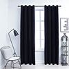 vidaXL Cortinas opacas con anillas 2 pzas terciopelo negro 140x175 cm