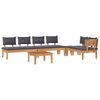 vidaXL Conjunto de sof&aacute;s de jard&iacute;n 5 uds. Marr&oacute;n y gris