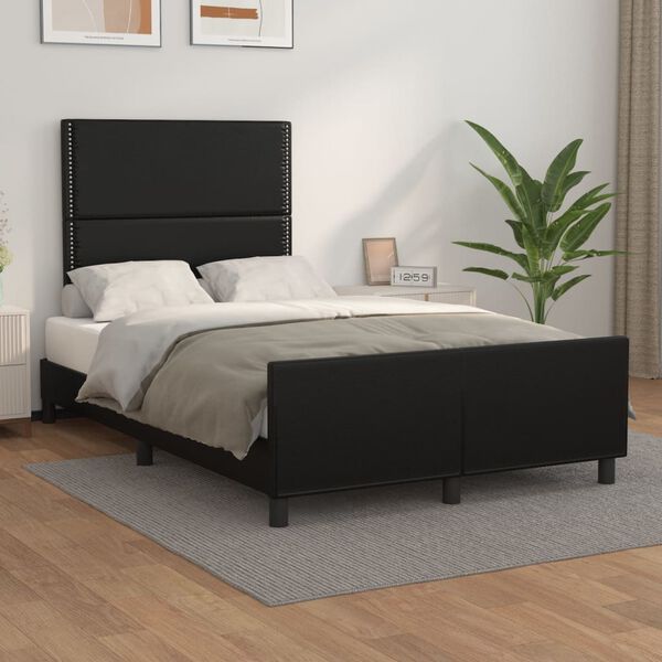 vidaXL Estructura de cama sin colchón cuero sintético negro 120x190 cm