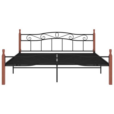 vidaXL Estructura de cama madera maciza roble metal negro 200x200 cm