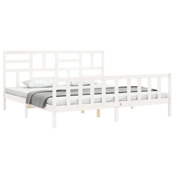 vidaXL Estructura de cama sin colch&oacute;n madera maciza blanca 200x200 cm