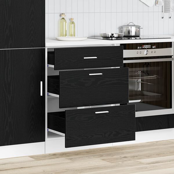 vidaXL Gabinete Base de Cocina con caj&oacute;n Roble Negro 60 x 46 x 81,5 cm