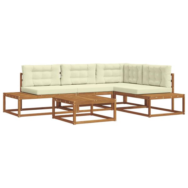 vidaXL Conjunto de sof&aacute;s de exterior 5 Pieza Natural y Crema