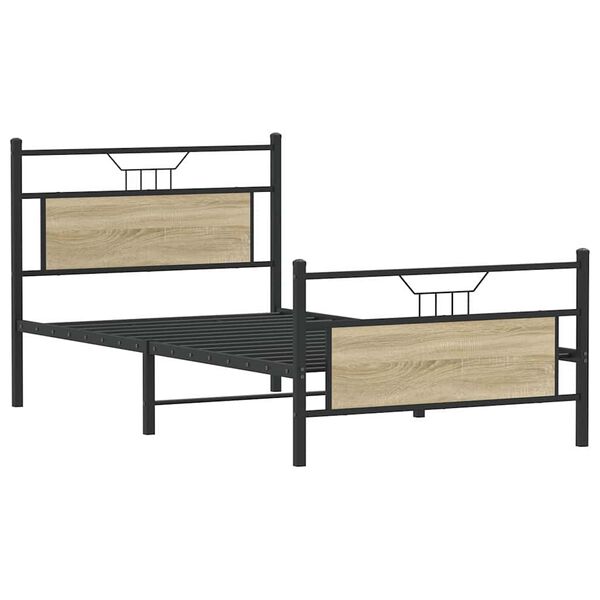vidaXL Estructura de cama sin colch&oacute;n 107x203 cm madera roble Sonoma