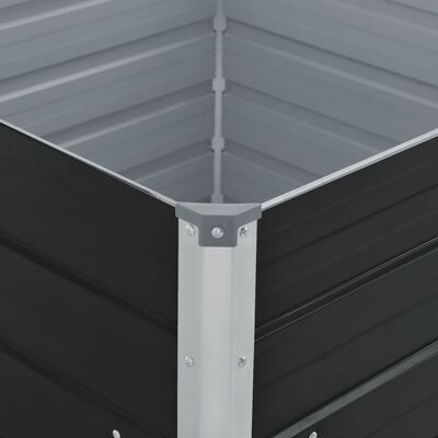 vidaXL Jardinera elevada de acero galvanizado antracita 100x100x45 cm