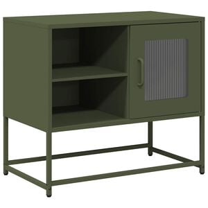 vidaXL Mueble para TV de acero verde oliva 68x39x60,5 cm