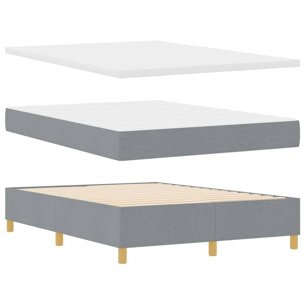 vidaXL Cama tipo Box Spring con colch&oacute;n Gris claro 140 x 200 cm tela