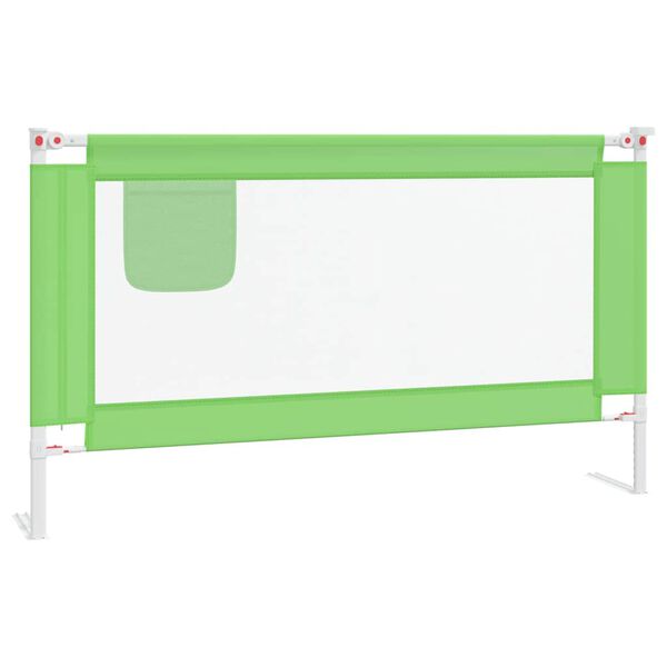 vidaXL Barandilla de seguridad cama de ni&ntilde;o verde tela 140x25 cm