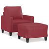 vidaXL Sill&oacute;n con taburete cuero sint&eacute;tico rojo tinto 60 cm