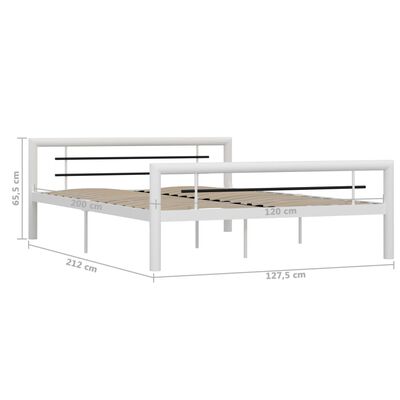 vidaXL Estructura de cama de metal blanco y negro 120x200 cm