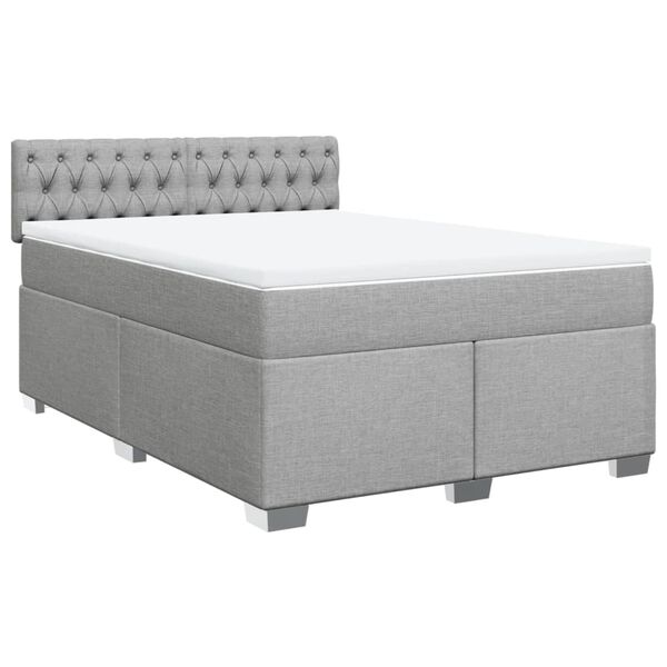 vidaXL Cama box spring con colch&oacute;n tela gris claro 140x200 cm