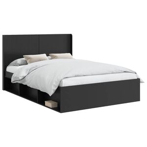 vidaXL Estructura de cama con almacenamiento y cabecero Negro
