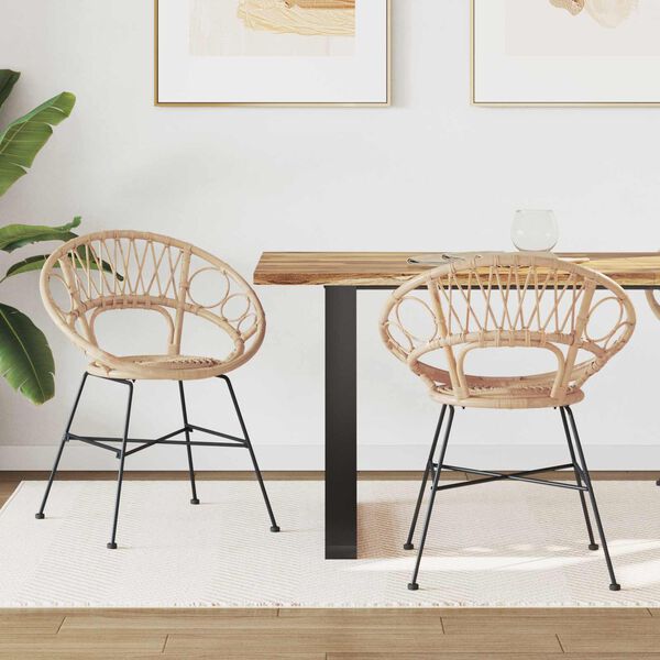 vidaXL Silla de comedor 2 pcs Natural 49 x 51 x 81 cm Ratan e Hierro
