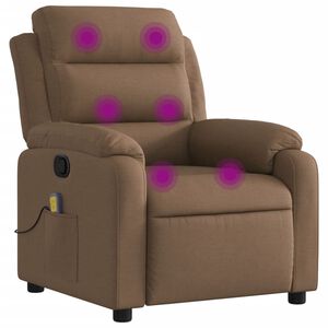 vidaXL Sill&oacute;n reclinable con masaje de tela marr&oacute;n