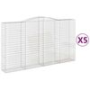 vidaXL Cestas de gaviones 5 uds forma de arco hierro 400x50x220/240 cm