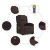 vidaXL Sillón masaje eléctrico reclinable elevable tela marrón oscuro