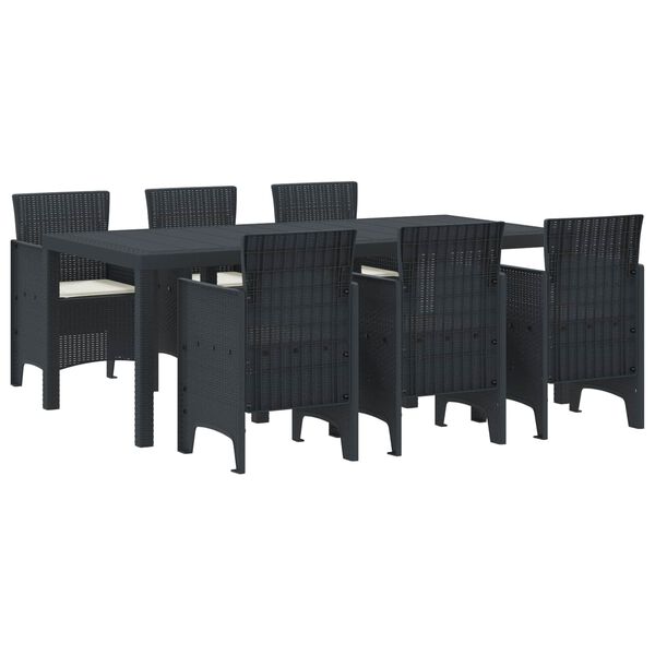 vidaXL Conjunto de Comedor de Jard&iacute;n 7 pcs Antracita Polipropileno