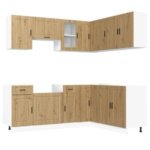 vidaXL Mueble de cocina Porto 11 piezas artesanal roble