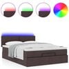 vidaXL Cama otomana con colch&oacute;n LED marr&oacute;n oscuro 140x190 cm tela