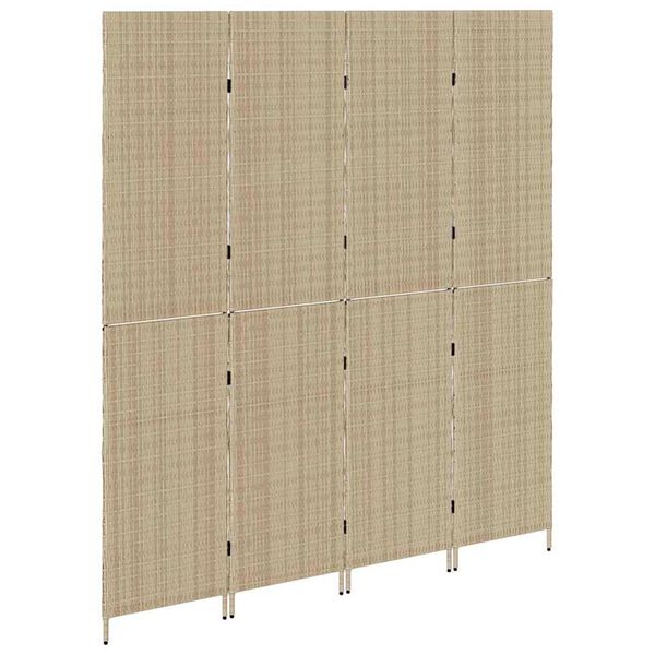 vidaXL Separador de habitaciones Beige 195 x 180 cm ratán sintético