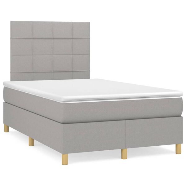 vidaXL Cama box spring con colch&oacute;n tela gris claro 120x200 cm