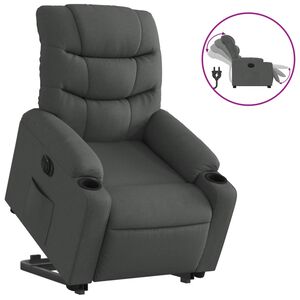 vidaXL Sill&oacute;n el&eacute;ctrico reclinable elevable de tela gris oscuro