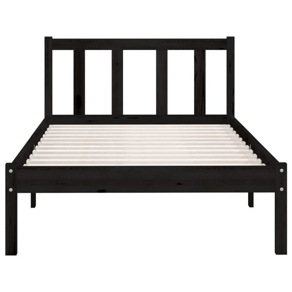 vidaXL Estructura de cama individual pequeña sin colchón madera negro