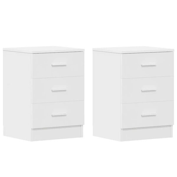 vidaXL Mesitas de noche 2 uds madera contrachapada blanco 38x35x56 cm