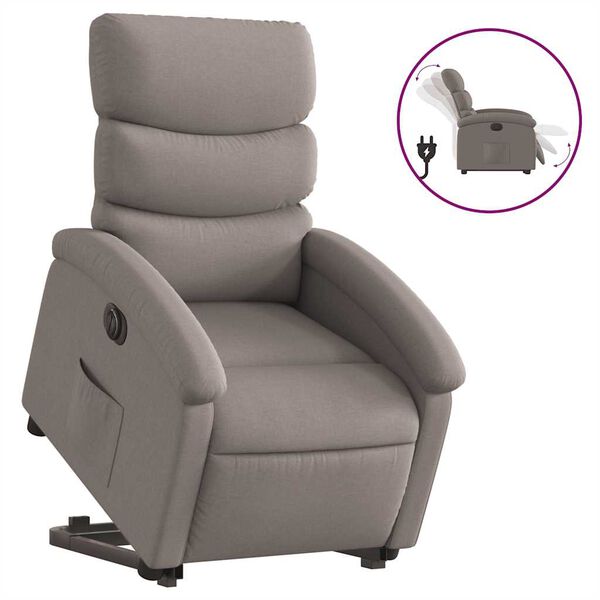 vidaXL Sill&oacute;n el&eacute;ctrico reclinable elevable de tela gris taupe
