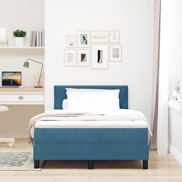 vidaXL Cama tipo Box Spring Azul Oscuro 120 x 190 cm Terciopelo