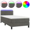 vidaXL Cama box spring colch&oacute;n y LED terciopelo gris oscuro 90x190 cm