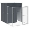 vidaXL Caseta perros con corral acero galvanizado gris 165x1067x181 cm