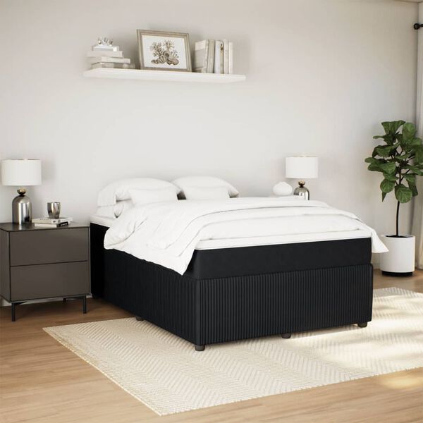 vidaXL Cama box spring con colch&oacute;n terciopelo negro 140x190 cm