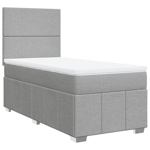 vidaXL Cama box spring con colch&oacute;n tela gris claro 100x200 cm