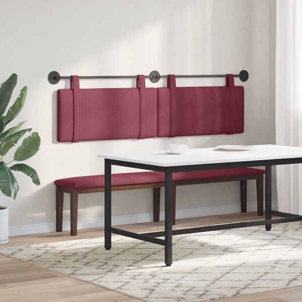 vidaXL Cabecera Colgante Liso Rojo vino 190 x 55 x 5 cm tela