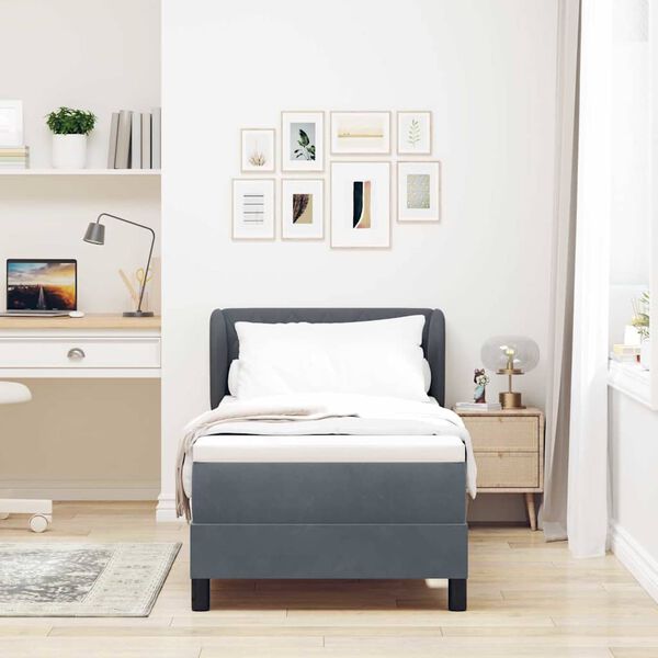 vidaXL Cama tipo Box Spring Gris oscuro 80 x 200 cm Terciopelo