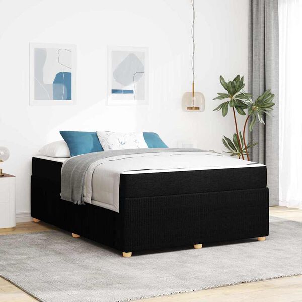 vidaXL Estructura de cama con colch&oacute;n Negro 140 x 200 cm tela