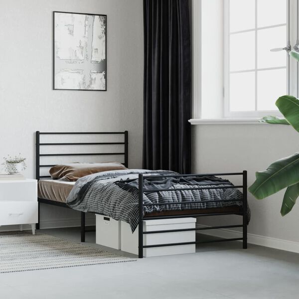 vidaXL Estructura cama sin colchón con estribo metal negro 80x200 cm