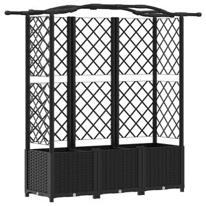 vidaXL Cama elevada con trellis y techo Negro 163 x 40 x 141 cm PP