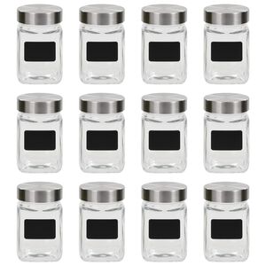 vidaXL Tarros de almacenaje con pegatina 12 unidades 300 ml