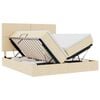vidaXL Cama con tiras LED con cabecera Crema 180 x 200 cm tela