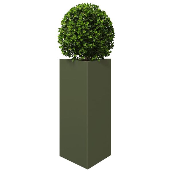 vidaXL Jardineras triangulares 2 uds acero verde oliva 40x34,5x70 cm