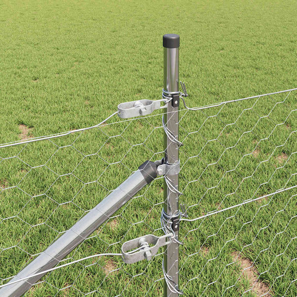 vidaXL Reja con postes Plateado 0.8 x 25 m Acero recubierto de PVC