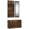 vidaXL Conjunto de zapatero 3 en 1 madera contrachapada roble ahumado