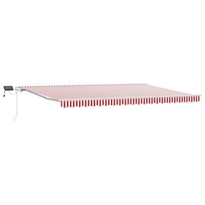 vidaXL Toldo retr&aacute;ctil Rojo y blanco 500 x 350 cm Tela y Aluminio