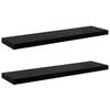 vidaXL Estantes flotantes pared 2 uds MDF negro brillo 90x23,5x3,8 cm