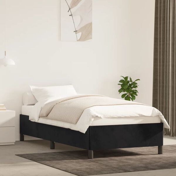 vidaXL Estructura de cama sin colch&oacute;n terciopelo negro 90x190 cm